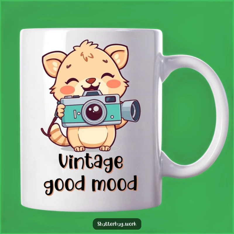 Funny Retro Animal Photographer Mug - Vintage Camera Smile Gift