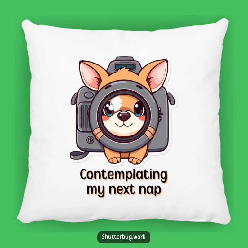 Funny Curious Animal Pillow - Cozy Photographer Peeking Lens Cushion