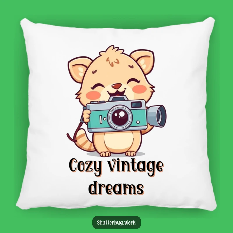 Funny Retro Animal Pillow - Cozy Cushion for Vintage Camera Lovers