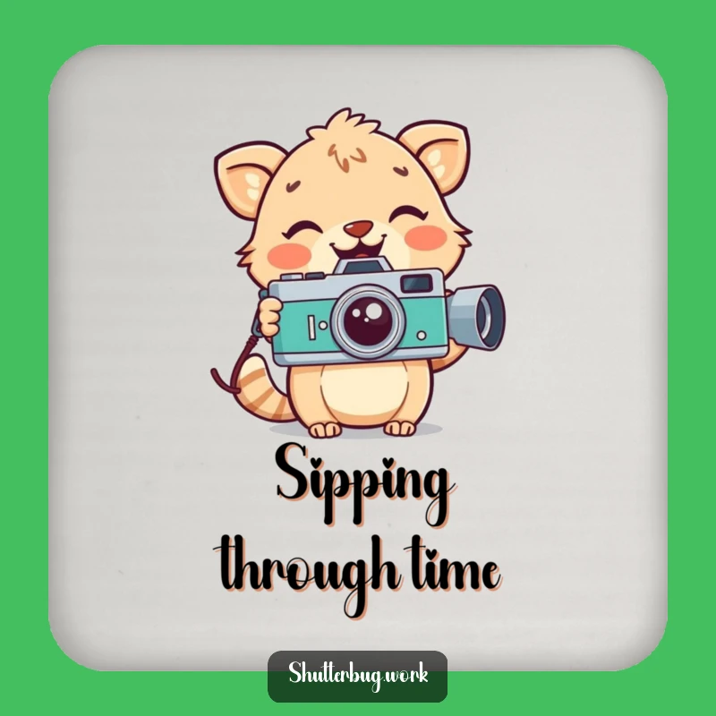 Funny Retro Animal Coaster - Vintage Camera Drink Protector