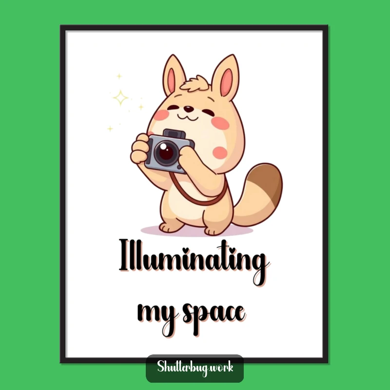 Funny Animal Photographer Poster - Twinkling Light Wall Art Print