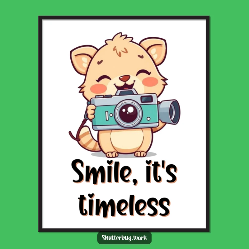 Funny Retro Animal Poster - Vintage Camera Smile Wall Art