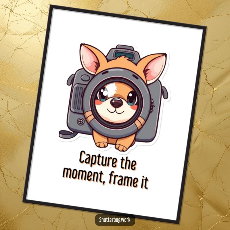 Funny Free Printable Wall Art: Curious animal photographer peeking through a camera lens, a humorous and unique decor piece.