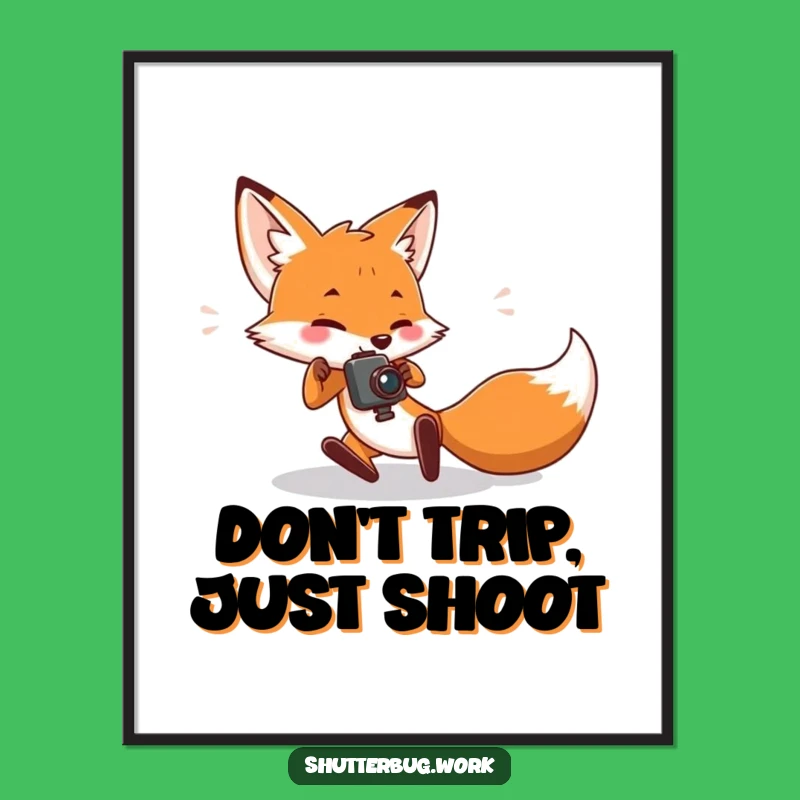 Funny Free Printable Wall Art: Tripping Fox Photographer, Comical Camera Decor