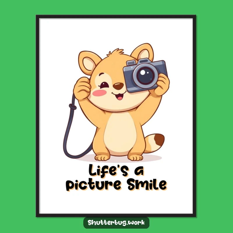 Free Printable Wall Art: Joyful Animal Photographer, Funny Downloadable Camera Decor