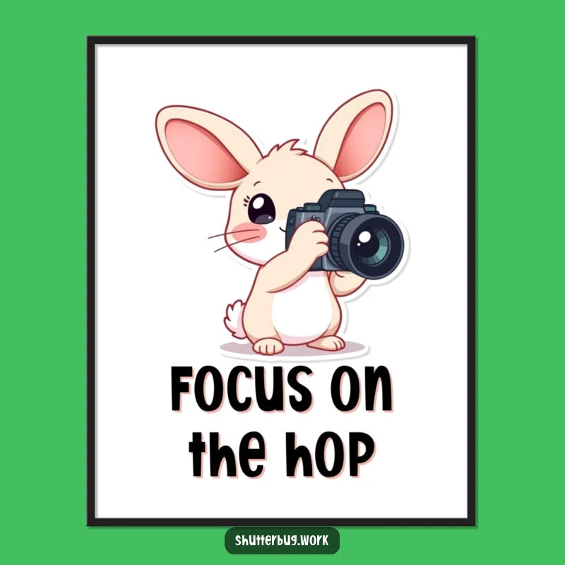 Funny Free Printable Wall Art: Rabbit Photographer, Oversized Ears Camera Decor
