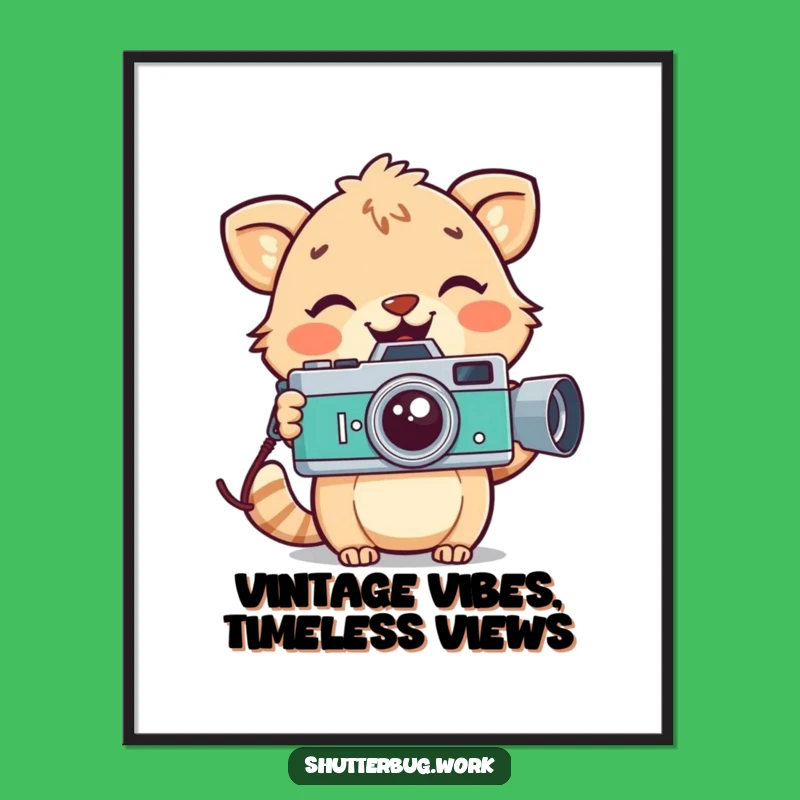 Free Printable Wall Art: Playful Animal Photographer, Funny Vintage Camera Decor