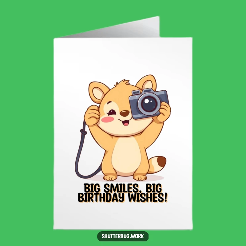 Free Printable Birthday Card: Joyful Animal Photographer, Funny Downloadable Gift for Camera Enthusiasts