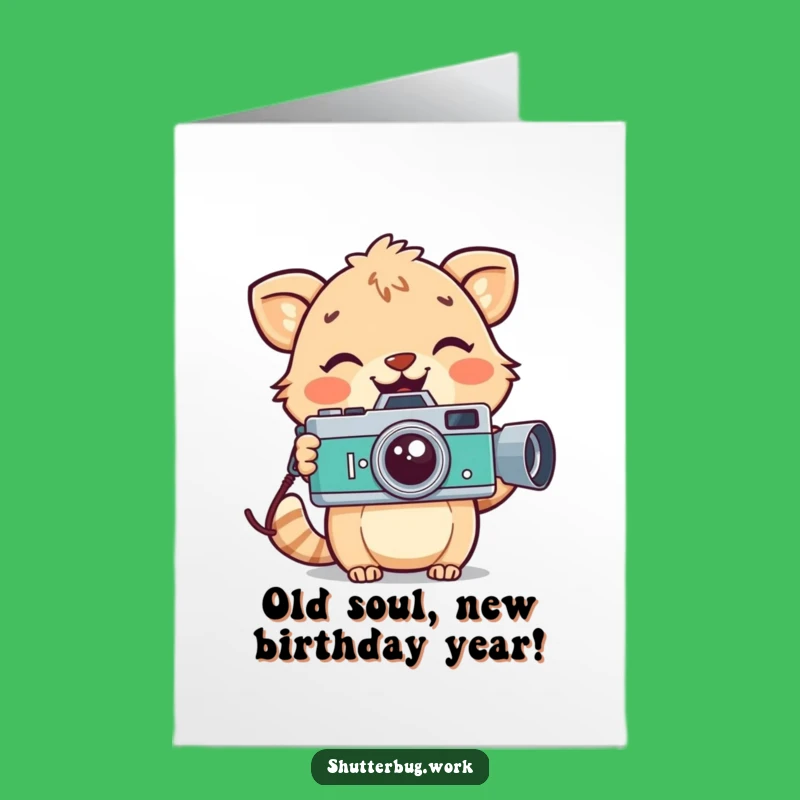 Free Printable Birthday Card: Playful Animal Photographer, Funny Vintage Camera Downloadable Gift
