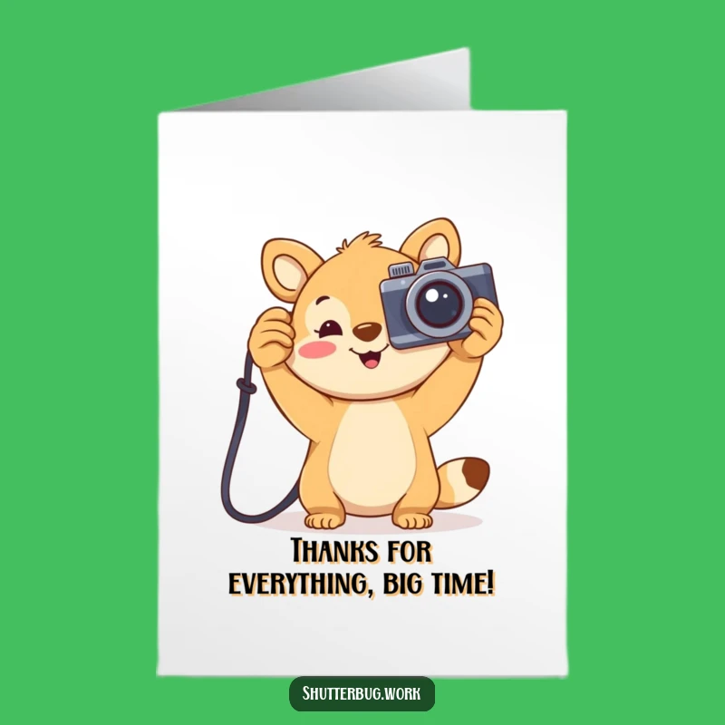 Free Printable Thank You Card: Joyful Animal Photographer, Funny Downloadable Gratitude Gift