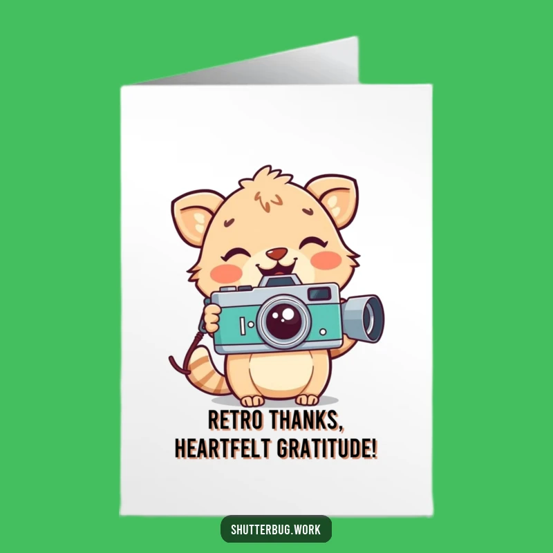 Free Printable Thank You Card: Playful Animal Photographer, Funny Vintage Camera Downloadable Gift