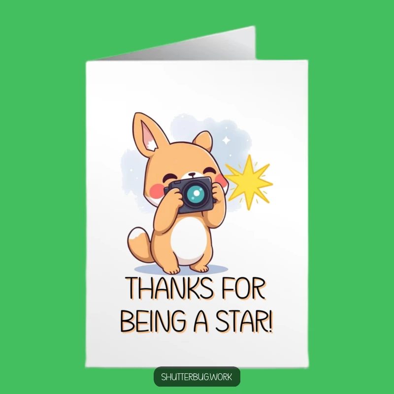 Free Printable Thank You Card: Star Capturing Animal Photographer, Funny Downloadable Gratitude Gift