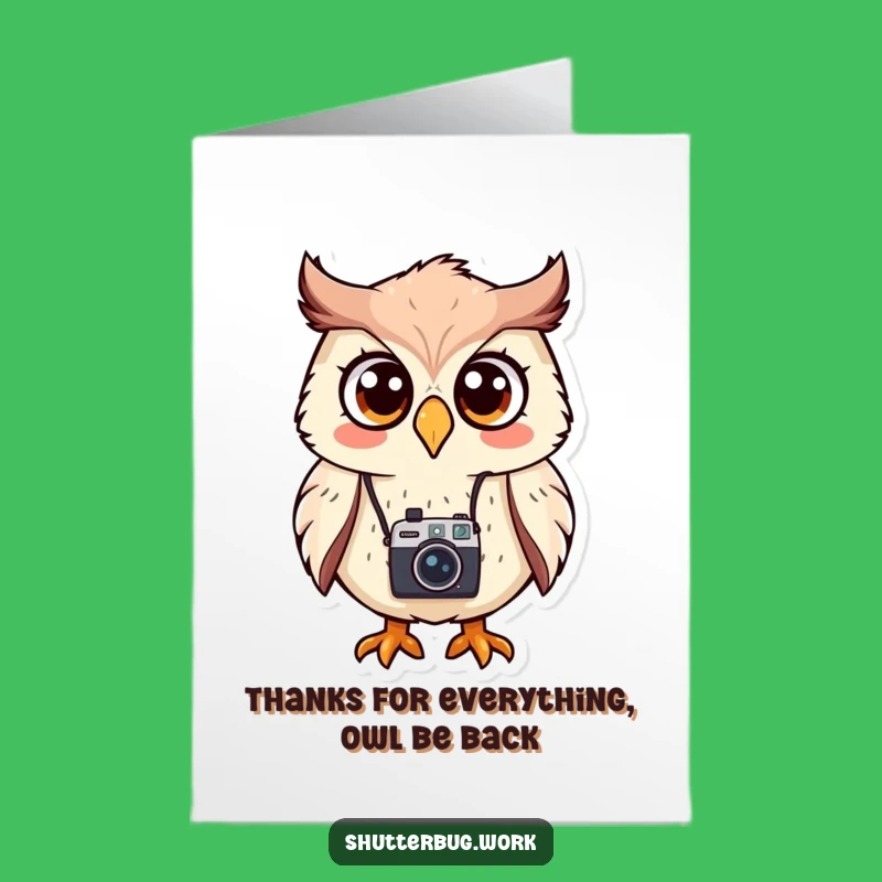Funny Free Printable Thank You Card: Surprised Owl Photographer Expresses Thanks